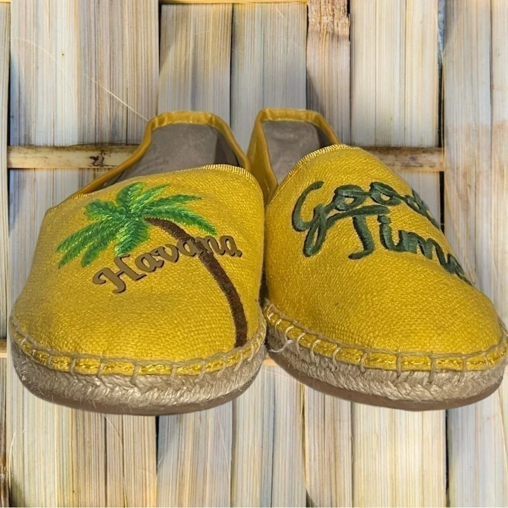Circus by Sam Edelman Leni Havana Good Time Yellow Espadrille Flats Size 7.5